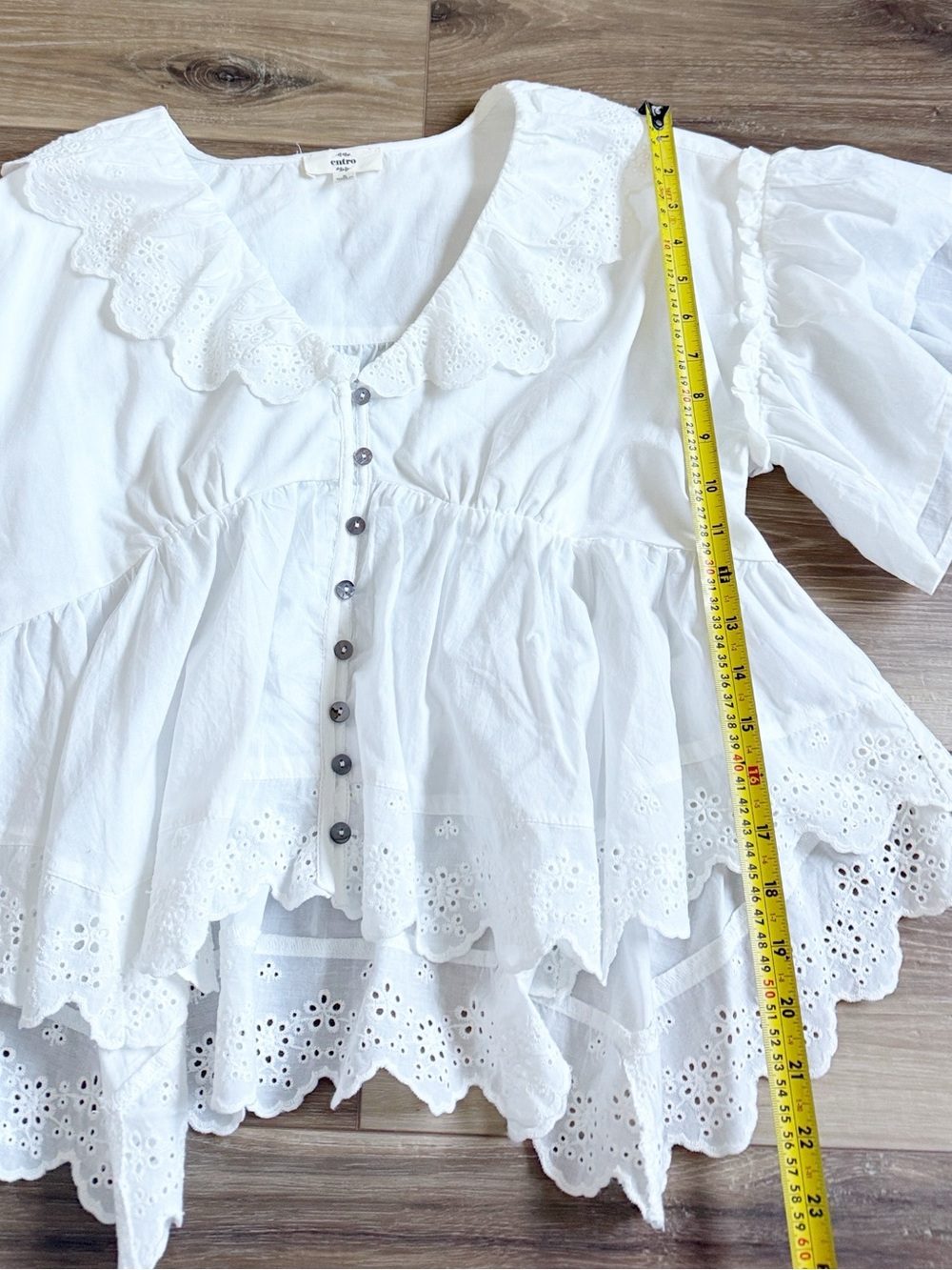 White Eyelet Ruffle Button-Front Top - Picture 9 of 13